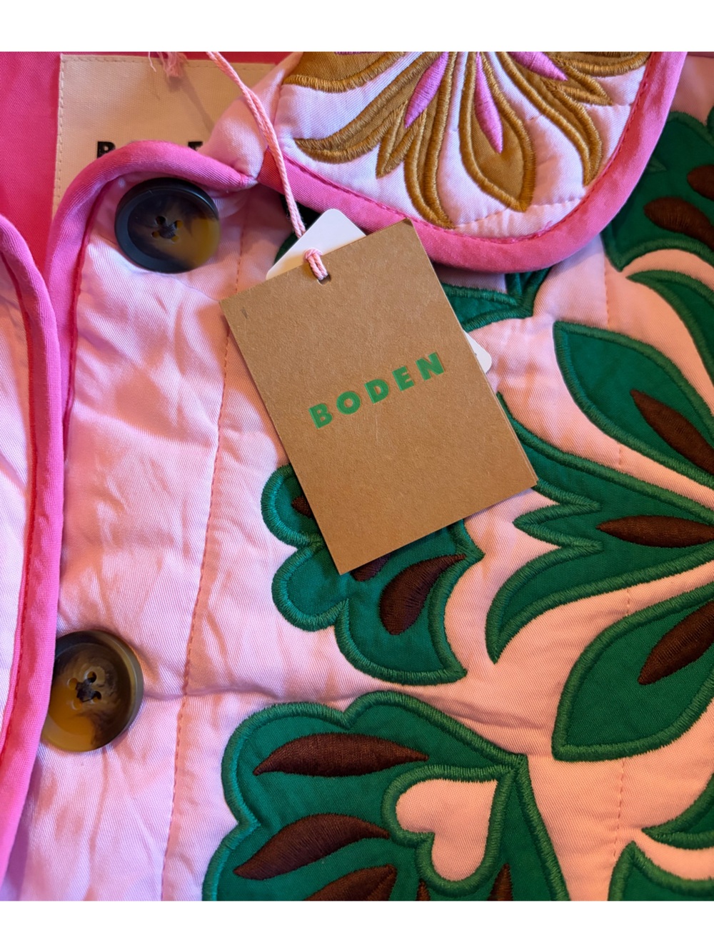 Boden Fitzrovia Embroidered Quilted Jacket US 8 UK 12 Floral NWT - Picture 6 of 9